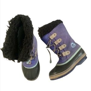 Sorel Shoes | Sorel Kids Joan of Arctic Furry Trim Snow Boot - Purpleblue, Size 4 Youth | Color: Black/Purple | Size: 4bb | Pm-47272095's Closet